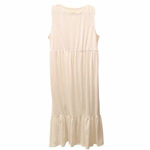 NWT Zilcremo White Midi Dress XL Sleeveless Tiered Ruffle Hem Boho Beach